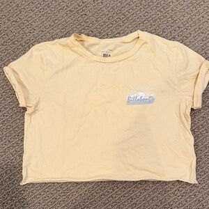 Billabong Women's Soft Yellow Short Sleeve Cropped Tee
